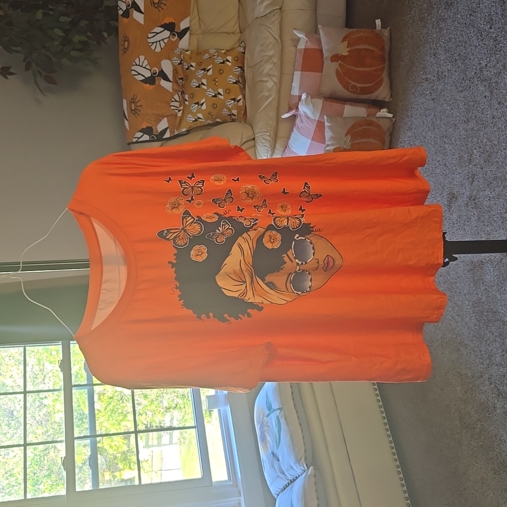 SHEIN Orange Graphic Print Shirt 🧡PRE LOVED     SIZE 1X